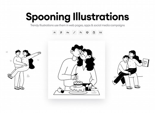 Spooning Illustrations