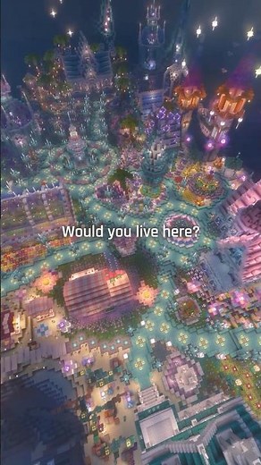 Pastel Shoreline at Night – A Dreamlike Pastel Village in Minecraft