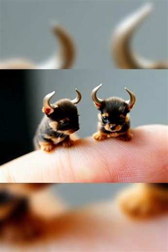 Ai generated Fiction or reality? Tiny horned creatures perched on a finger. #video #shorts #youtube