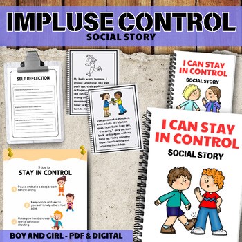 Impulse Control Social Story Emotional Regulation Poster Reflection Autism ADHD