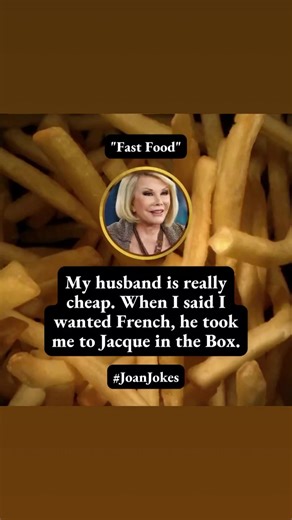 Jacque in the Box sounds pretty good right about now. 🍔🍟#JoansJokeCards #WWJS #JoansJokes #funny #comedy #laughter #jokes #comic #standup #standupcomedy #femalecomedian #standupcomic #joanrivers | Melissa Rivers