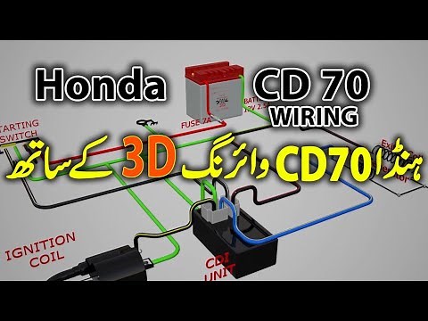 Honda CD70/CRF50F Motorcycle Wiring Diagram Explained with 3D | होंडा CT70 वायरिंग मैप