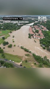 518K views · 2.7K reactions | Incredible drone video shows the San Gabriel River during and after the flood. According to Williamson County officials, two people died. MORE: https://cbsaustin.com/news/local/flash-flood-emergency-ongoing-throughout-central-texas | CBS Austin | Facebook