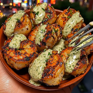 Garlic Lime Shrimp Bites with Creamy Cilantro Sauce (Full recipe in 💬) | Lora Chef