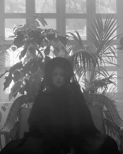 Deva Cassel in a mourning gown behind the scenes - The Leopard (2025)