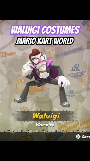 ALL WALUIGI COSTUMES 🧛 Mario Kart World #shorts