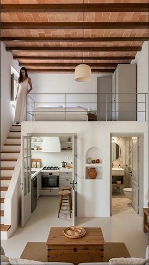 Breathtaking Mediterranean Loft Home | Terracotta Brick Ceiling & Multi-Level Design