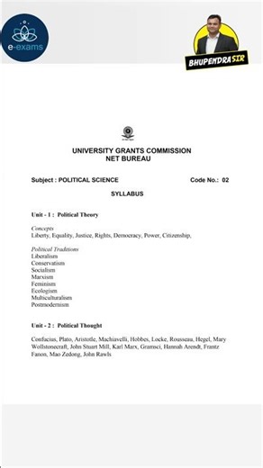 UGC NET Political Science Paper 2 Full Syllabus | JRF Target 🎯