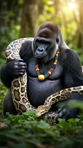 Gorila love with python "subscribe for next part"#shorts #gorilla #viral #animals