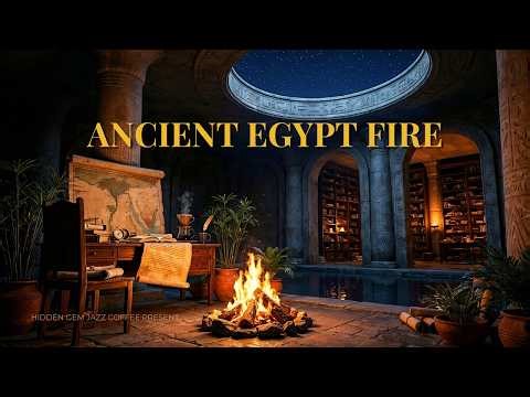 Ancient Egypt Fireplace: Starry Night in Alexandria’s Forgotten Underground Library (4K ASMR)