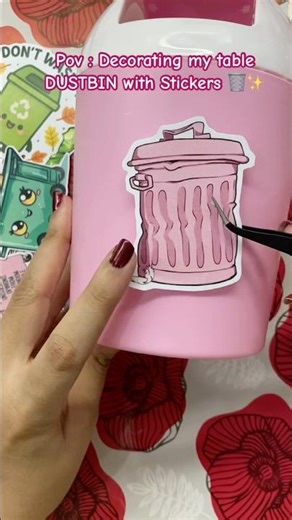 Decorating my table DUSTBIN with stickers #ytshorts #diy #youtubeshorts