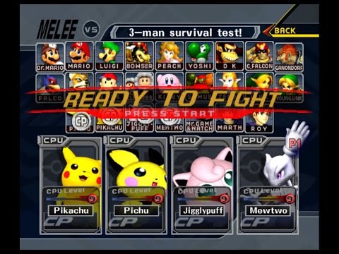 Super Smash Bros. Melee - Battle #48: Pikachu vs Pichu vs Jigglypuff vs Mewtwo