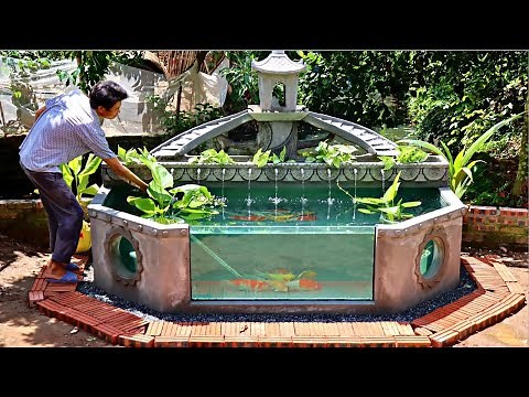 Designer Outdoor Water Fountain - Outdoor Aquarium from Cement and Brick