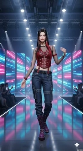 Punk Warrior Style: Mesh Top + Red Leather Corset + Cargo Jeans + Spike Boots – Bold & Powerful