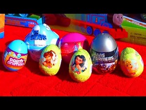 7 Surprise Eggs Fun Disney Princess Transformers Party Animals Easter Eggs Toys like Kinder Surprise
