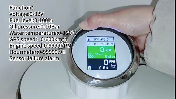 ELING 6-in-1 Multi-Functional Adjustable GPS Speedometer Tachometer Voltmeter Oil Pressure Fuel Level Water Temp Gauge 9-32V 85mm (BS)