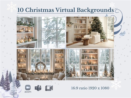 10 Christmas Virtual Backgrounds | Compatible With Zoom, Teams, Webex, Google Meet | Backdrop for Video Calls - Etsy