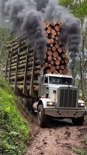 Overloaded Logging Truck Conquers the Muddy Forest Descent #truck #offroad #shorts