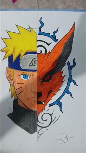 uzumaki Naruto || 9 Tail beast kuram drawing || Brush paint art || draw with Bhavesh 😊