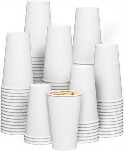 GUSTO 16 Oz Paper Cups Disposable Coffee Cups To Go Cups, 200-Pack White