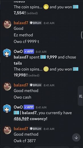 coinflip, always win owo bot discord method trick 100%