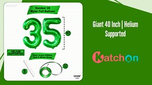 KatchOn, Shiny Green 35 Balloon Numbers - Huge, 40 Inch | 35th Birthday Balloons | 35th Birthday Decorations for Women | 35 Number Balloons | 35th Birthday Decorations for Men | Green 35th Balloon
