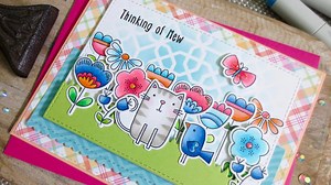 In this monthly feature, join the talented Christy Reuling as she shares a project using products from My Favorite Things. This month she's creating a beautiful garden scene, complete with a cat image from the new Meow Mix stamp set. | My Favorite Things