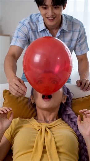 How to "mute" your dramatic girlfriend in 1 second! 🤫🎈 #funny #rumi #kpop #comedycouple