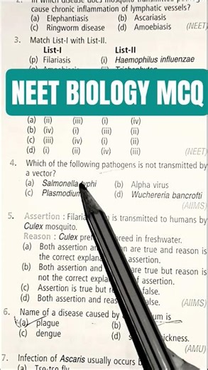 NEET Biology MCQ||Human Health and Diseases||Class 12#shorts #biology