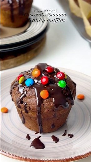 Healthy Bakery Style Chocolate Banana Muffins #recipe #shorts #muffins #cupcake #baking