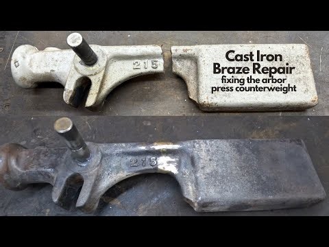 How to Braze Cast Iron. A rookie saves a broken counter weight for an arbor press.