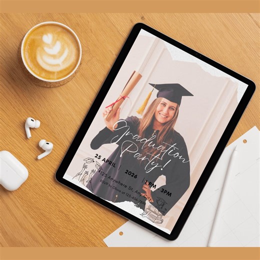 Graduation Party Invitation, Announcement Template, Digital, Canva Suite - Etsy