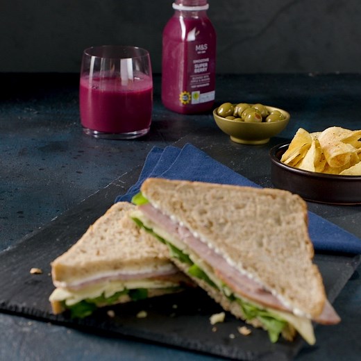 #ThisisNotJust a ham and cheese sandwich... this is Our Best Ever Ham and Cheese Sandwich with thick-sliced glazed ham and Cornish Cove mature cheddar sandwiched between two slices of malted brown bread with maple mustard butter and our special-recipe cream cheese. Pick up in store today for £3.30 and make this your best lunch ever. | Marks and Spencer