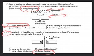 In the given diagram, when the magnet is pushed into the soleno... | Filo