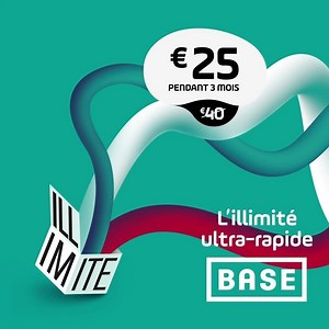 Avec l'illimité ultra-rapide de BASE, profitez de data, de minutes d'appels et d'sms illimités pour seulement 25€/mois pendant 3 mois. | BASE Belgium