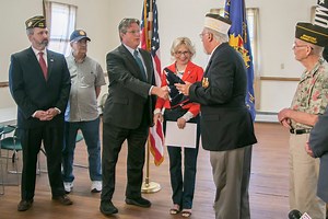 Kennedy and Reed Present Flag at Branford VFW for National Flag Day
