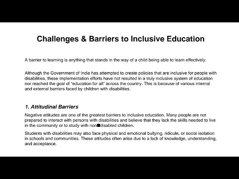 Challenges and Barriers to Inclusive Education #inclusiveeducation