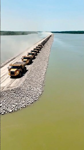 Mega Convoy of Dump Trucks Building a Massive Wate