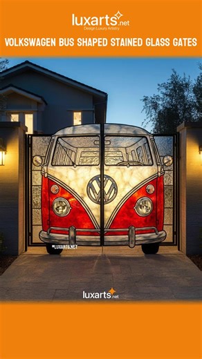 Volkswagen Bus Shaped Stained Glass Gates for Your Home