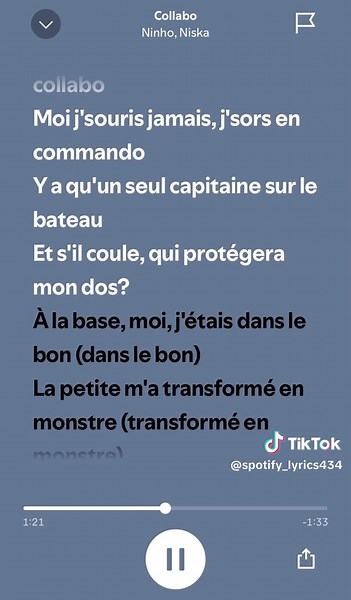 Spotify lyrics sur TikTok