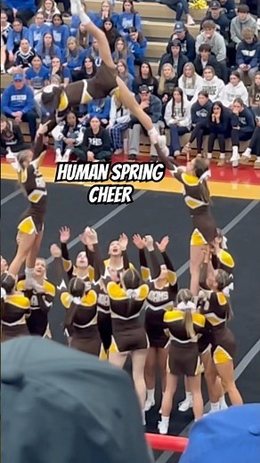 When teamwork turns into a human trampoline. Adams Cheerleaders taking flight like springs in motion