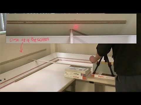 Demonstration of a diffraction grating with a red laser changing the lines per mm