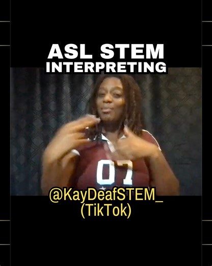 Signplaying on Instagram: "ASL interpreters may want to attend this ASL STEM interpreting training by KayDeafSTEM. This training will happen in Vallejo, California, at 9-3 p.m. PT Saturday, Feb. 21. You will earn 0.55 PS RID CEUs. Anyone is welcome to attend (like people involved in Deaf education, or advanced ASL students, etc.) Register at aslstem.eventbrite.com Also, you can follow KayDeafSTEM on TikTok at @kaydeafstem_ IMAGE DESCRIPTION: [A person is wearing a red shirt with a number. The ti