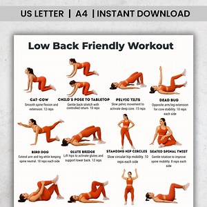 Low Back Friendly Workout | Safe Core Exercises | Beginner Mobility Routine | 16 Gentle Stability & Flexibility Moves Instant Download - Etsy