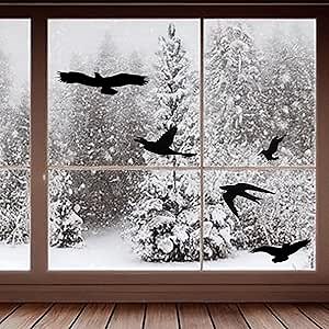 Window Bird Stickers Anti-Collision Decals Glass Door Protection Save Birds Strikes, Black, 10 PCS