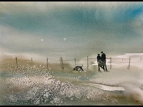 Use Up OLD PAINT! Simple MISTY Watercolor Painting for beginners, Watercolour landscape Tutorial