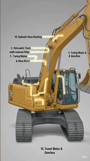 EXCAVATOR HYDRAULIC SYSTEM Explained | Full Cutaway Animation Breakdown 🚜#Excavator #HydraulicSystem