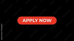 Apply now Button click Animation with Transparent Background Stock Video