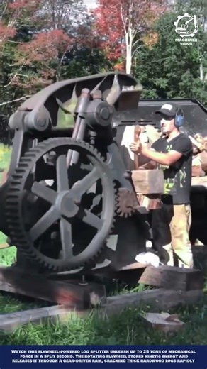 Genius Wood Splitting: Using a Massive Flywheel & Mechanical Arm to Split Logs with Incredible Force