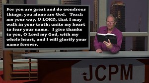 Psalm 86 4 likes · 347 views · 11yrs ago · Nov 7 2014 A reading of Psalm 81 with commentary. Come join me for a closer walk with Jesus. https://youtu.be/rvOdVMmYk-c?si=sJW_H-C5dWc3kmHF Jesus Christ Prison Ministry est.1997 Bible Studies DICTATED by the Spirit of God: http://.jcpm.com | Juan Manuel Beltrán